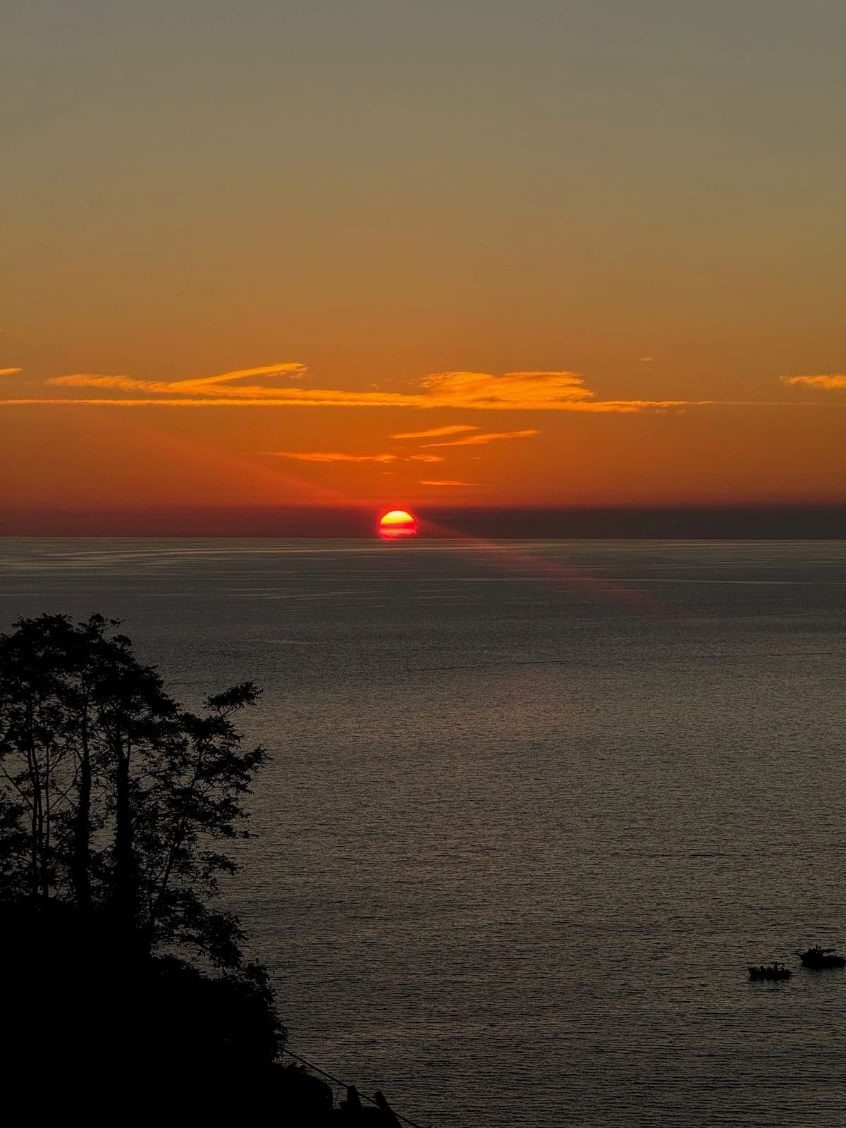 Deep orange sunset over the ocean